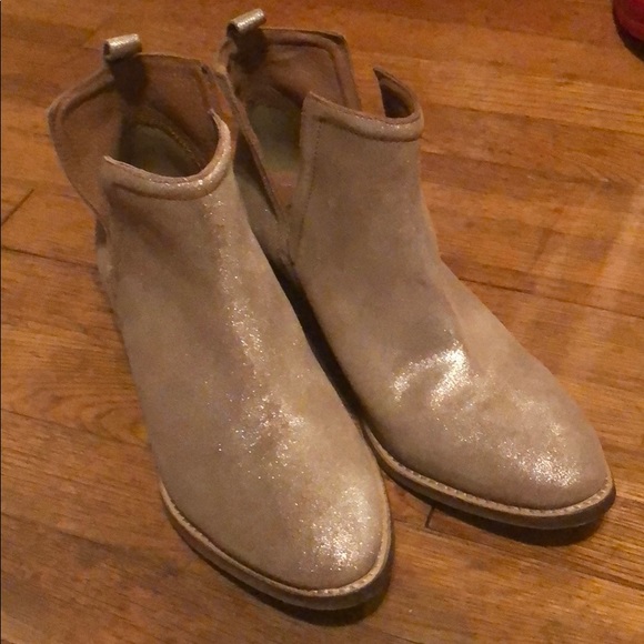 metallic shimmer booties